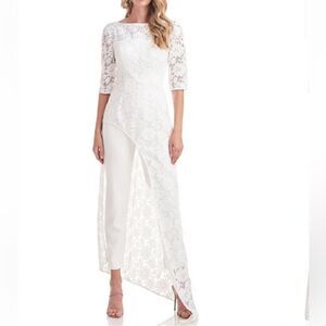 Kay Unger Delia Lace Walk Thru Jumpsuit Dress White size 10